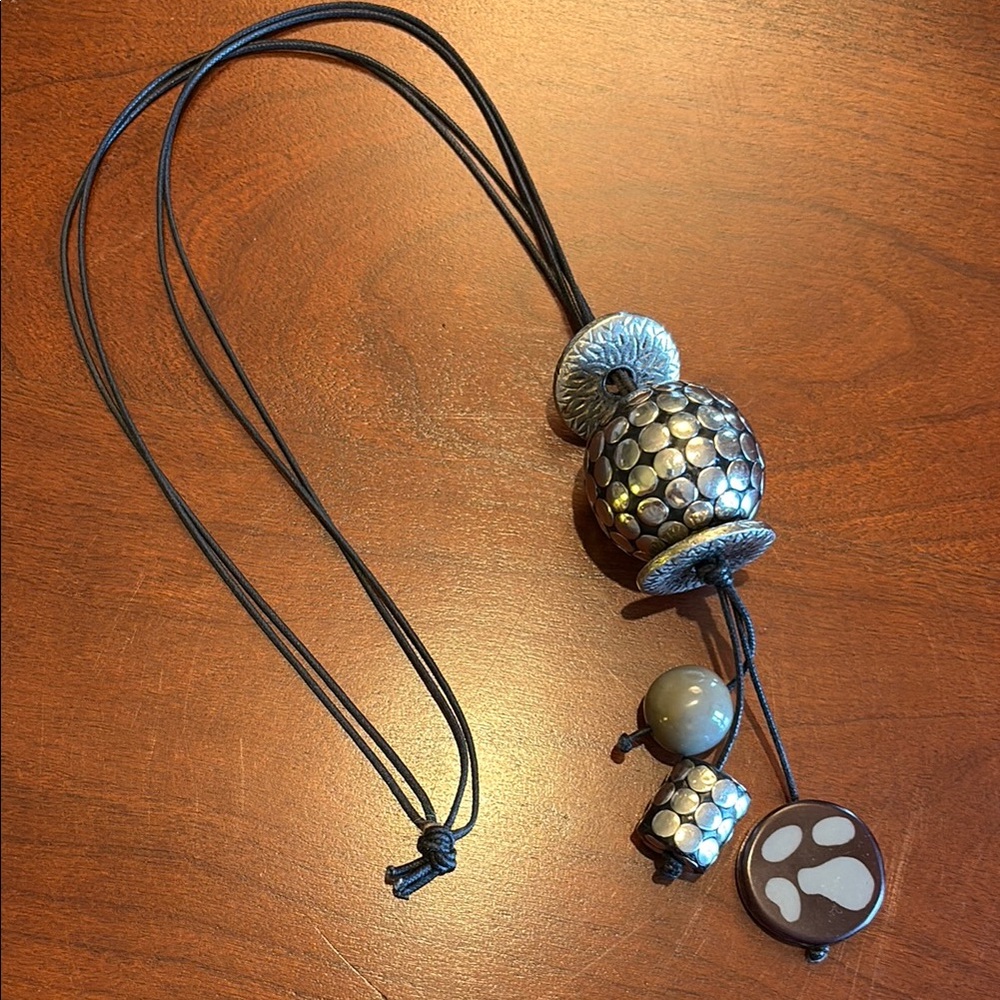 Unique Silver and Black Pendant Necklace